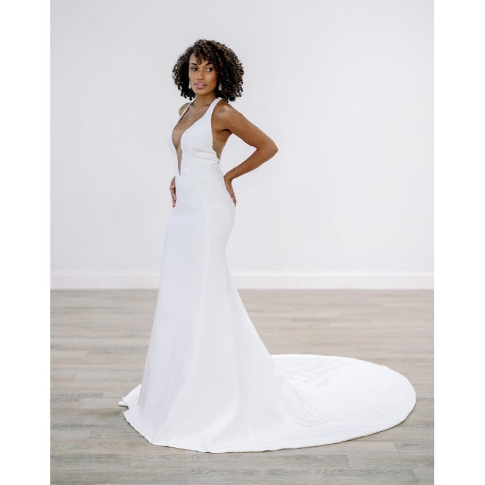 Ines Di Santo Miuccia Trumpet Wedding Dress Peek‎ A Boo Back Off White Size 6